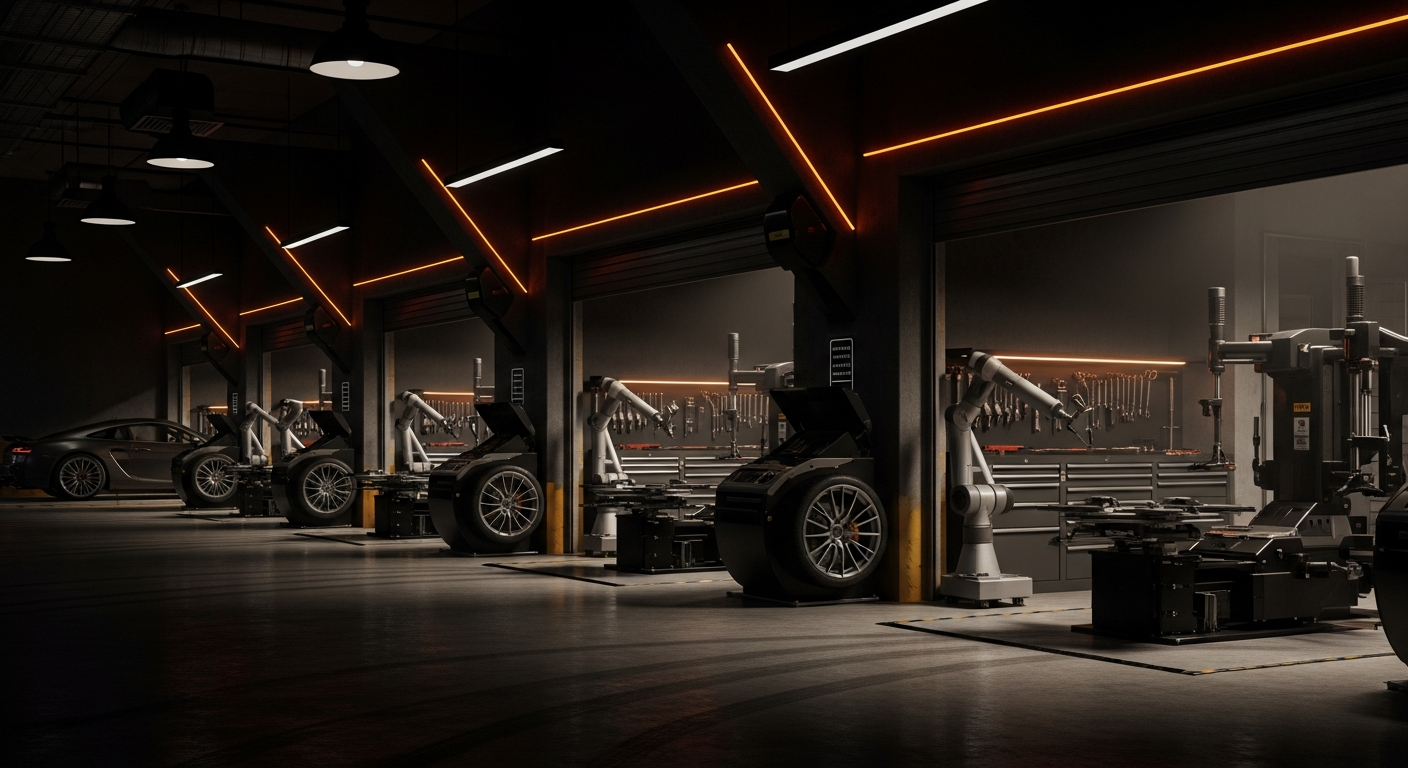 Busy tire shop